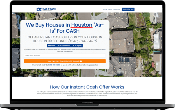 Instant Offer Engine Real Estate Wholesale Website Houston