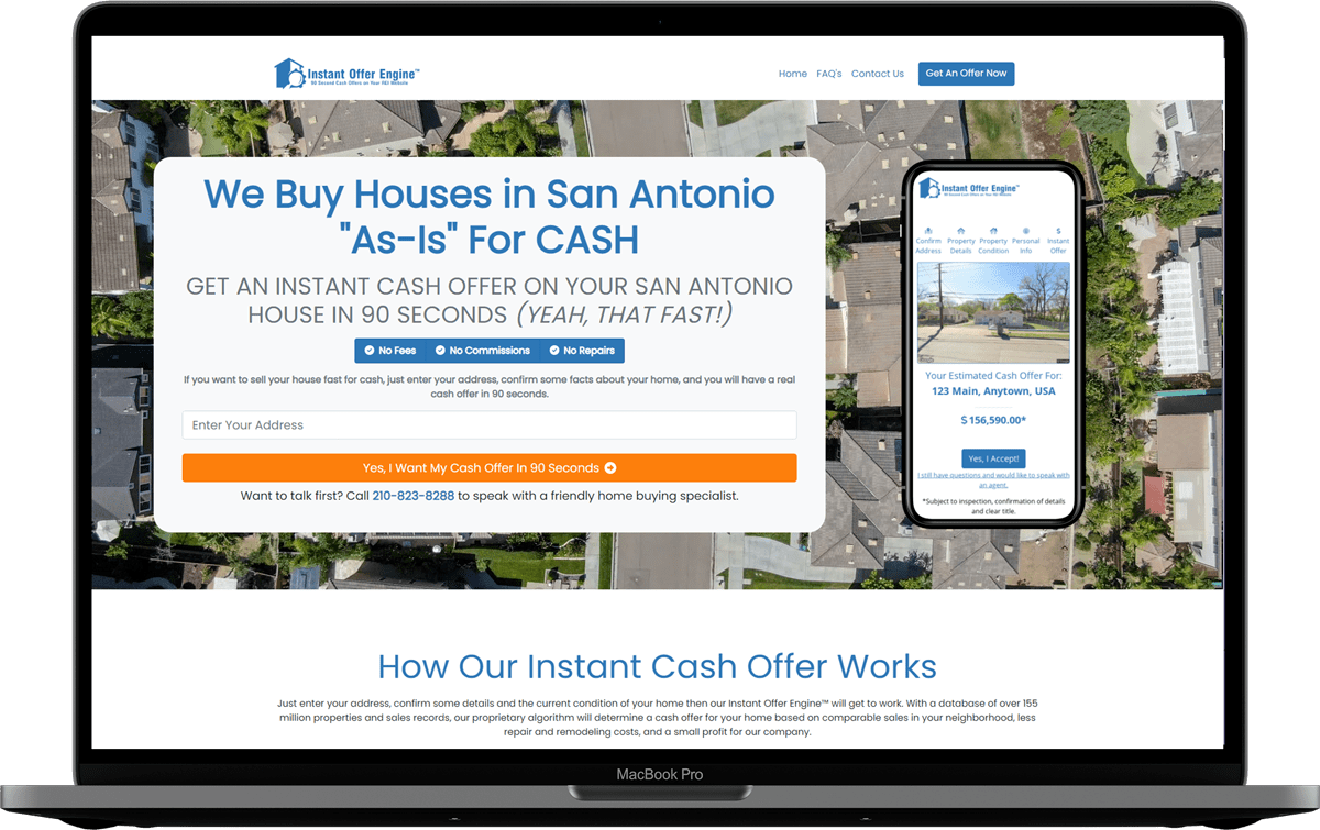 The Instant Offer Engine™ For Real Estate Website Investors & Wholesalers
